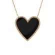 DIAMOND HEART W/ ONYX NECKLACE (14K)