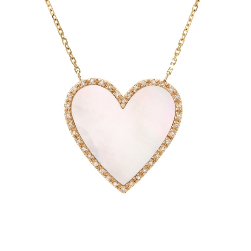 DIAMOND HEART W/ MOTHER OF PEARL NECKLACE (14K)
