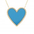 DIAMOND HEART W/ Turquoise NECKLACE (14K)