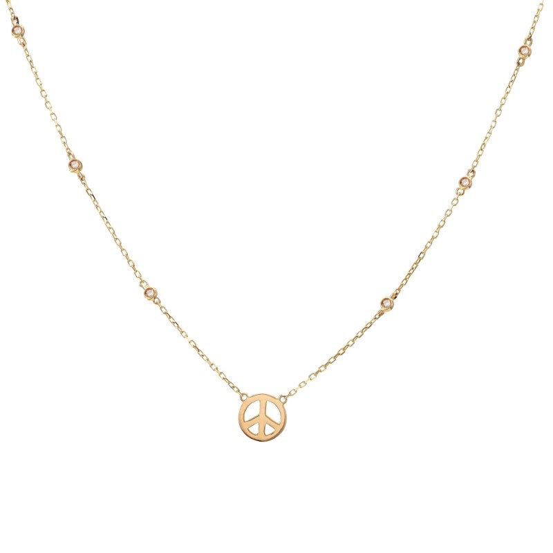 DIAMOND BY THE YARD NECKLACE W/ PEACE CHARM (14K)