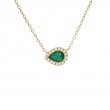EMERALD PEAR SHAPE WITH DIAMONDS NECKLACE (14K)16+