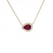 RUBY PEAR SHAPE WITH DIAMONDS NECKLACE (14K)16+