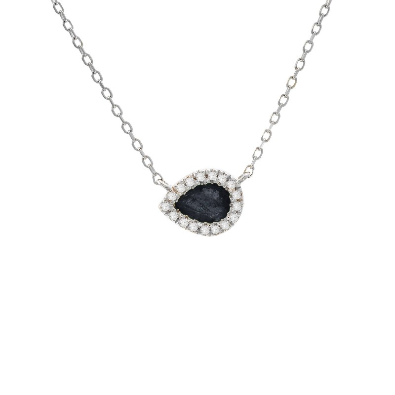 SAPPHIRE  WITH DIAMONDS NECKLACE (14K)16+