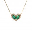 EMERALD  HEART SHAPE NECKLACE (14K)(16+2