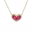 RUBY HEART SHAPE NECKLACE (14K)(16+2