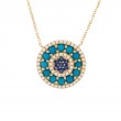 TURQUISE ,SAPPHIRE/DIA. NECKLACE (14KYG) (16+2