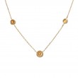CITRINE BEZEL SET 3 STONES NECKLACE (14K)16+2