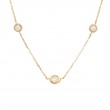 DIAMOND BEZEL SET 3 STONES NECKLACE (14K)16+2
