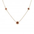 GARNET BEZEL SET 3 STONES NECKLACE (14K)16+2