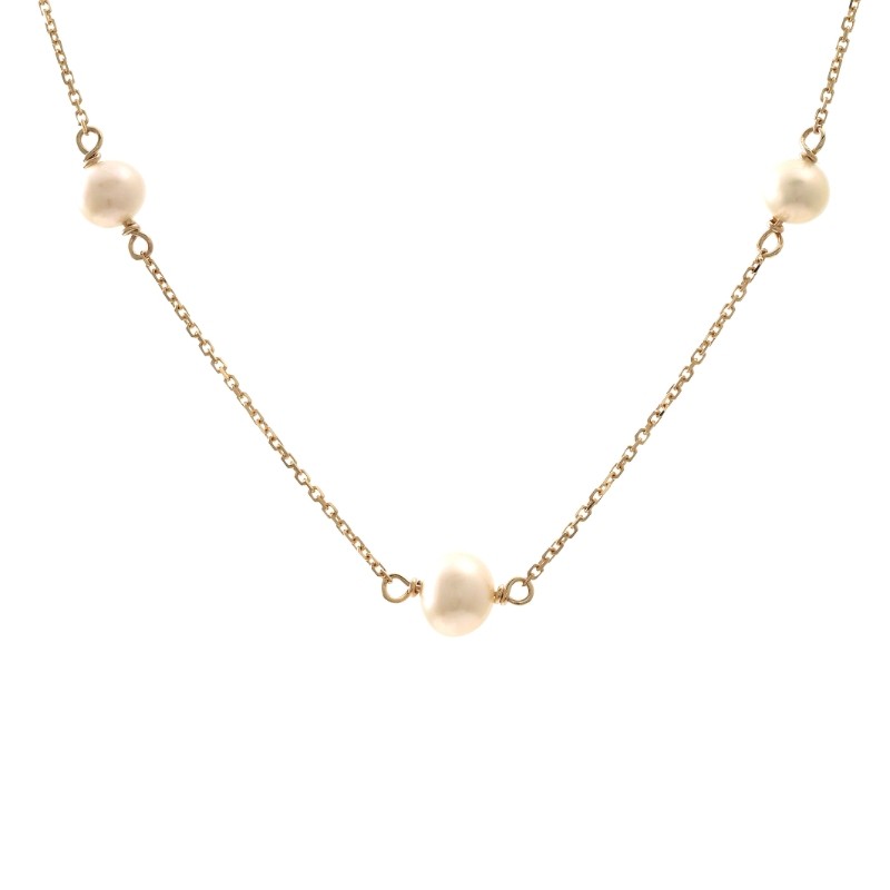3 PEARLS NECKLACE (14K) (16+2
