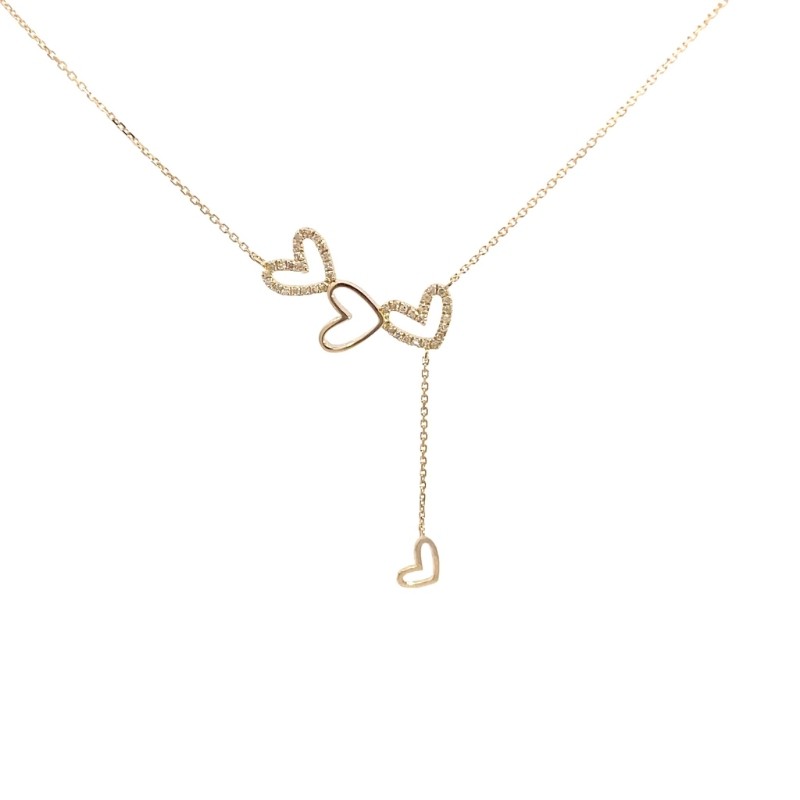 DIAMOND FASHION HEART THEME NECKLACE (14K)(16+2