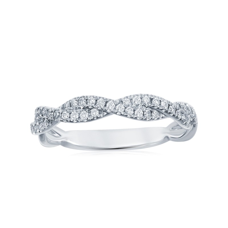 14K White Gold Twist Diamond Band