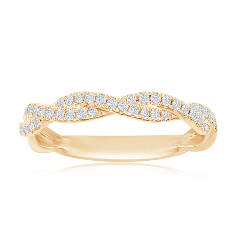 14K Yellow Gold Twist Diamond Band