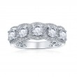 14K White Gold 5-Stone Diamond Halo Anniversary Band
