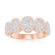 14K Rose Gold Five Stone Diamond Halo Anniversary Band