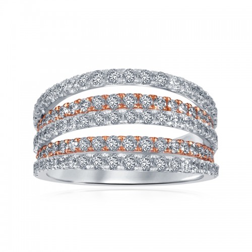 14K Two-Tone Layered Multi-Row Anniversary Band