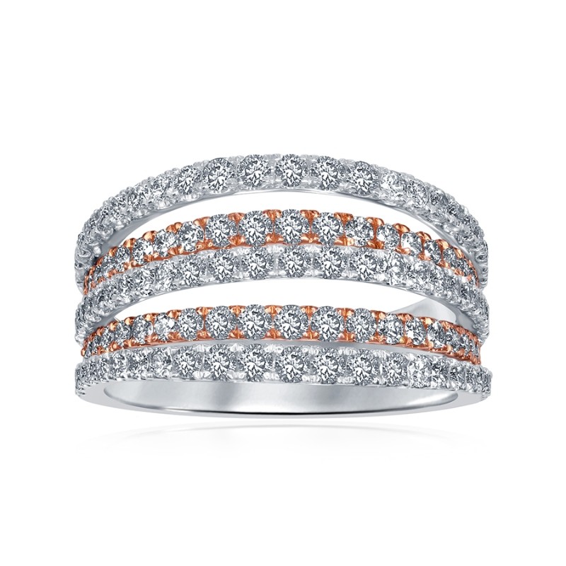 14K Two-Tone Layered Multi-Row Anniversary Band