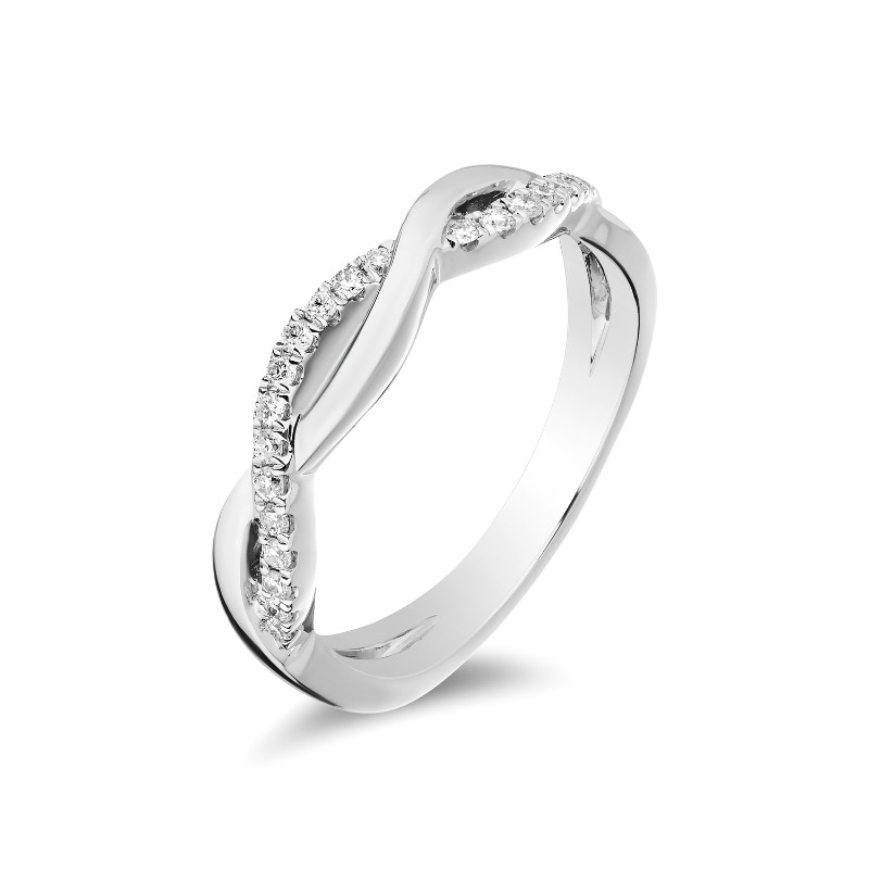 14K White Gold Twist Diamond Band