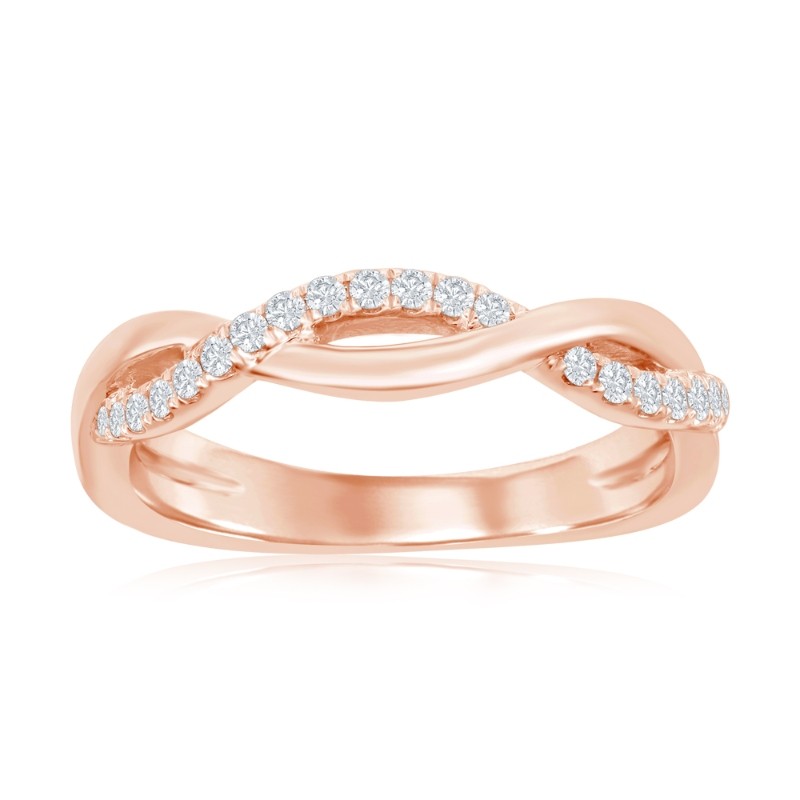 14K Rose Gold Twist Diamond Band