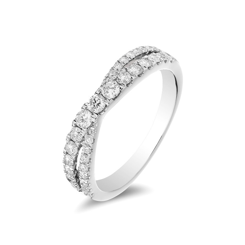 14K White Gold Crossover Diamond Band