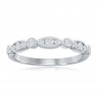 14K White Gold Scalloped Diamond Band