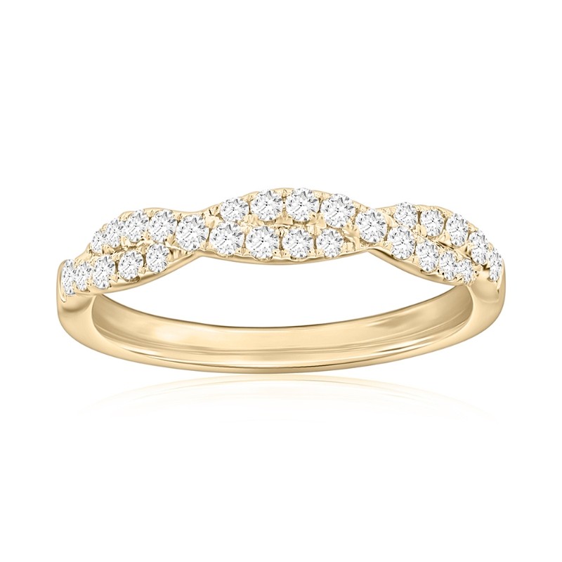14K Yellow Gold Twist Diamond Band