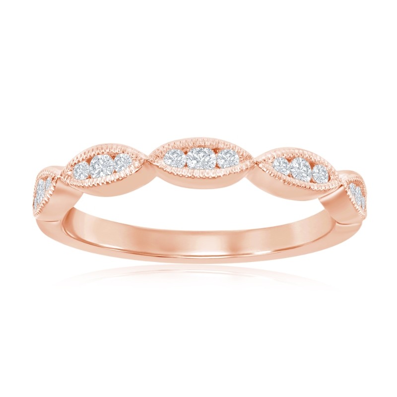 14K Rose Gold Scalloped Diamond Band