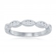 14K White Gold Scalloped Diamond Band