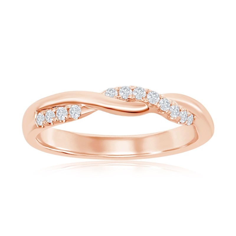 14K Rose Gold Twist Diamond Band