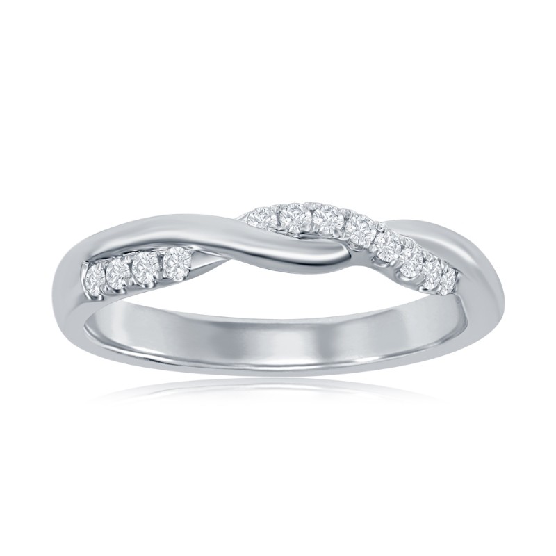 14K White Gold Twist Diamond Band