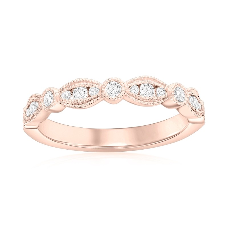 14K Rose Gold Scalloped Diamond Band