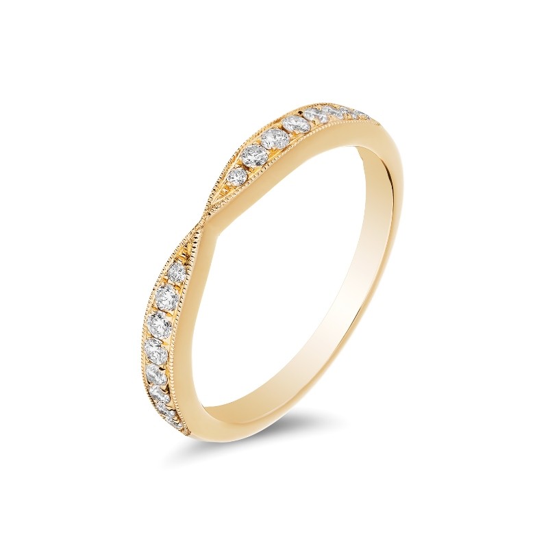 14K Yellow Gold Pinched Diamond Band
