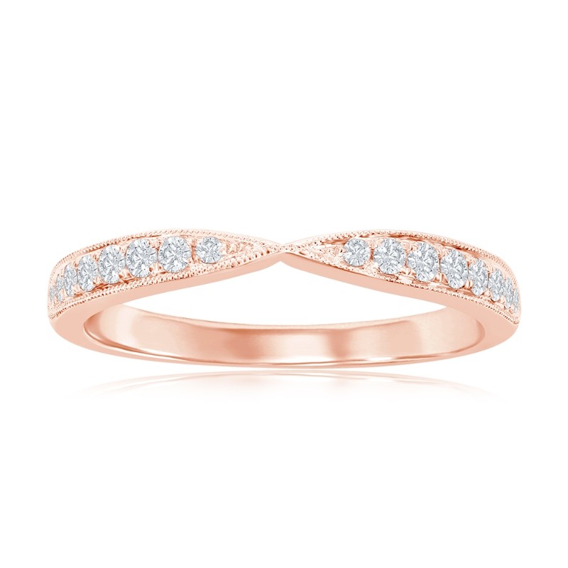14K Rose Gold Pinched Diamond Band