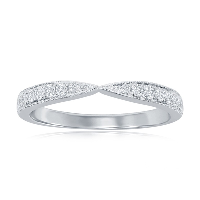 14K White Gold Pinched Diamond Band