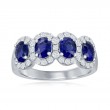 14K White Gold Four Stone Halo Gemstone Ring