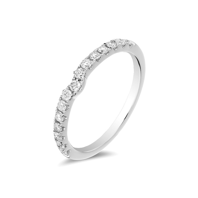 14K White Gold Curved Diamond Band