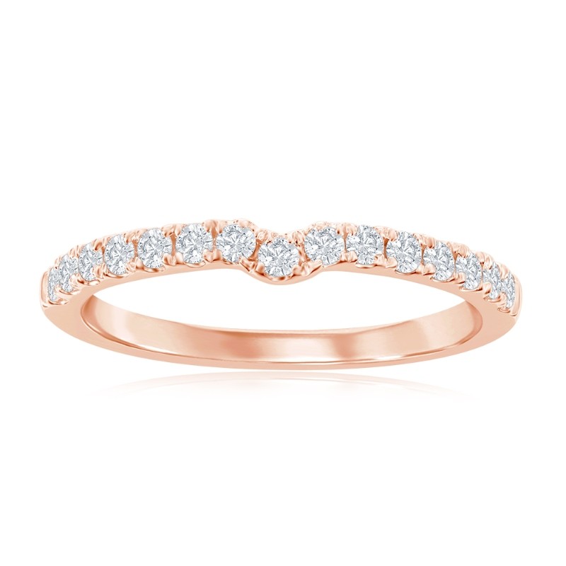 14K Rose Gold Curved Diamond Band