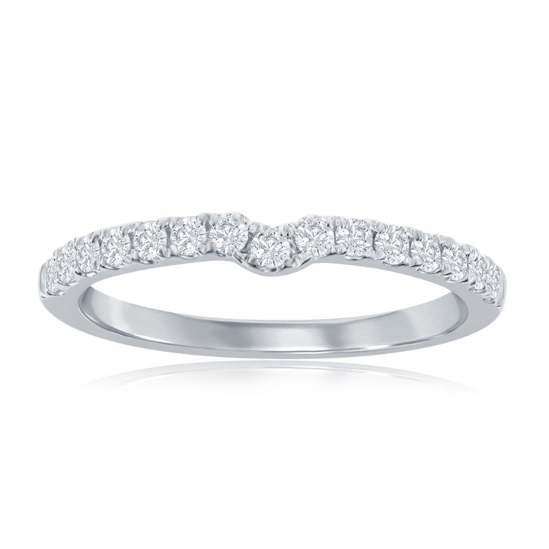 14K White Gold Curved Diamond Band