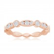 14K Rose Gold Scalloped Diamond Band