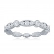14K White Gold Scalloped Diamond Band