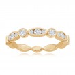 14K Yellow Gold Scalloped Diamond Band
