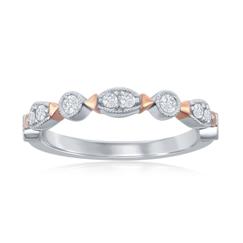 14K Two-Tone Scalloped Diamond Band