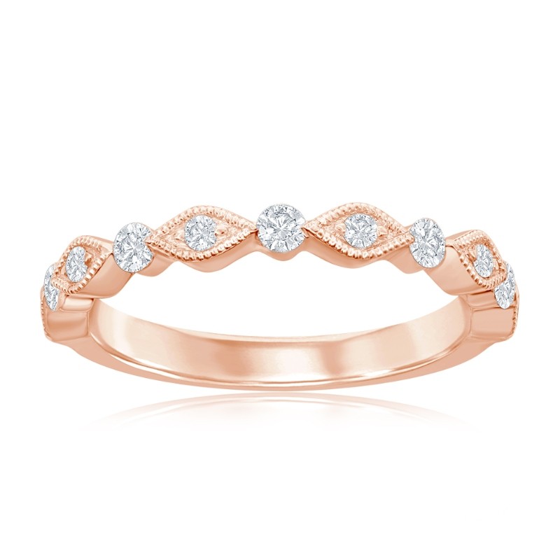 14K Rose Gold Scalloped Diamond Band
