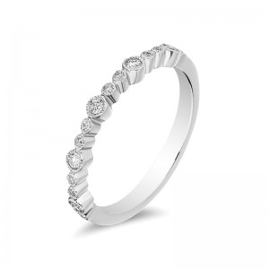 14K White Gold Miligrain Bezel Diamond Band