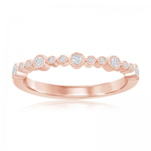14K Rose Gold Miligrain Bezel Diamond Band