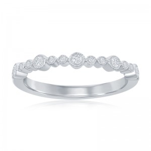 14K White Gold Miligrain Bezel Diamond Band