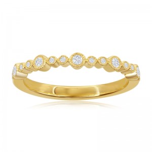 14K Yellow Gold Miligrain Bezel Diamond Band
