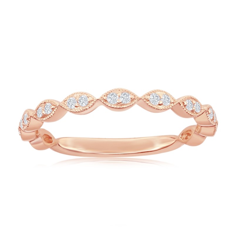 14K Rose Gold Scalloped Diamond Band