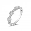 14K White Gold Waved Diamond Band