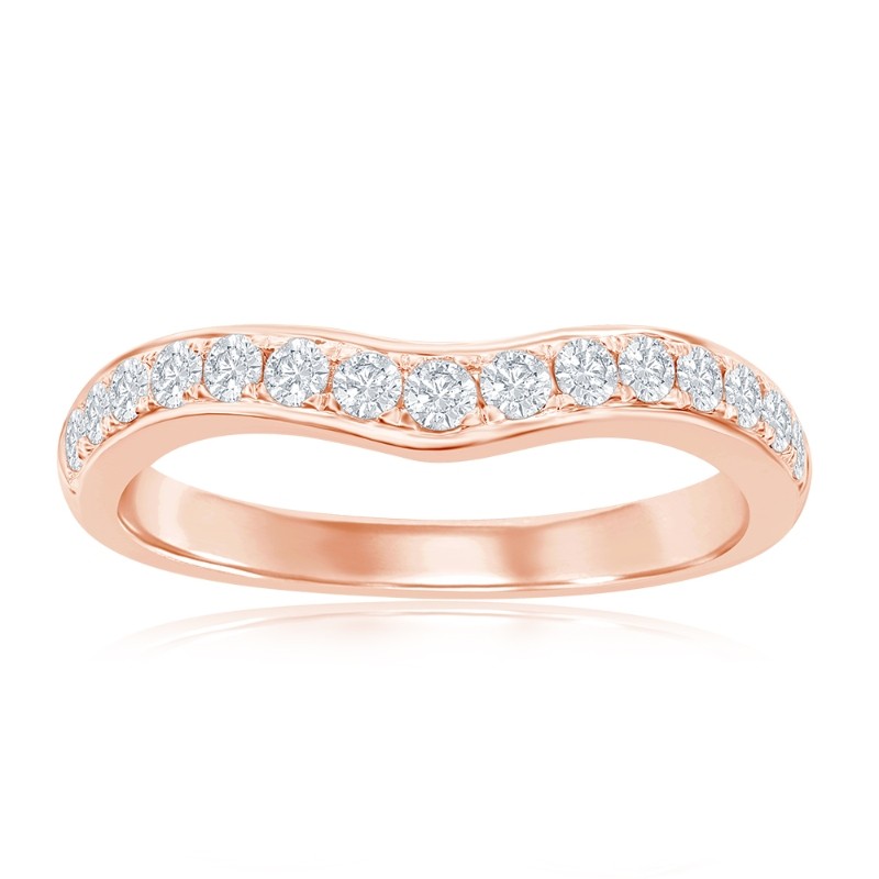 14K Rose Gold Curved Diamond Band